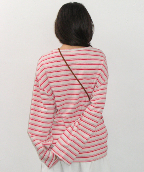 STRIPE LETTERING LONG SLEEVE PINK