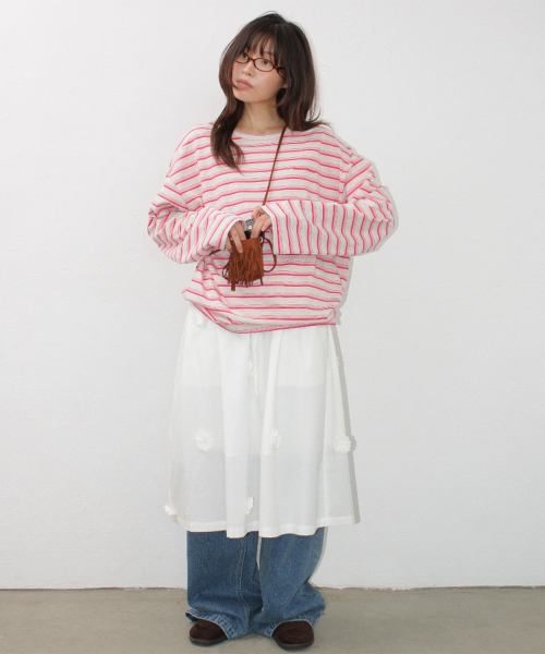 STRIPE LETTERING LONG SLEEVE PINK