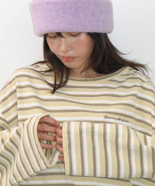 STRIPE LETTERING LONG SLEEVE YELLOW