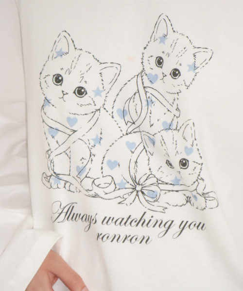 KITTY CATS RAGLAN LONG SLEEVE WHITE