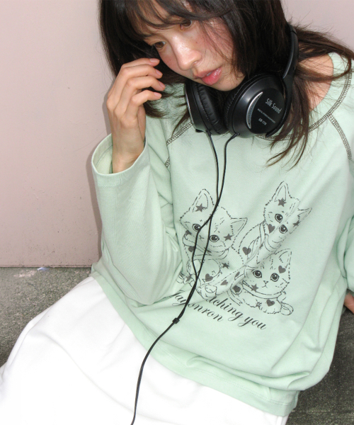KITTY CATS RAGLAN LONG SLEEVE MINT