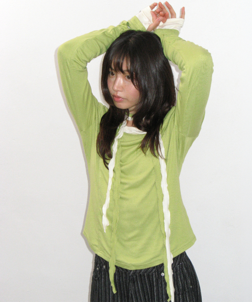 PETIT SCARF SET BOAT NECK LONG SLEEVE OLIVE