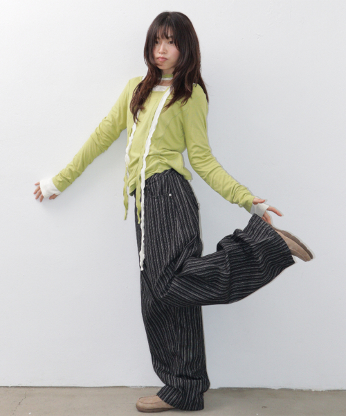 PETIT SCARF SET BOAT NECK LONG SLEEVE OLIVE