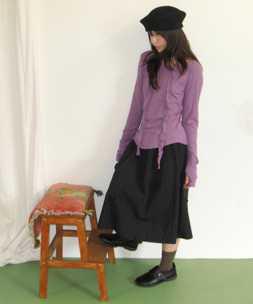 PETIT SCARF SET BOAT NECK LONG SLEEVE PURPLE