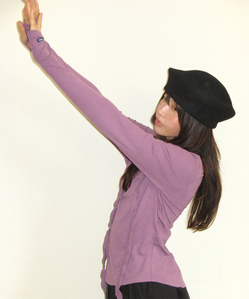 PETIT SCARF SET BOAT NECK LONG SLEEVE PURPLE