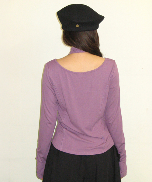 PETIT SCARF SET BOAT NECK LONG SLEEVE PURPLE