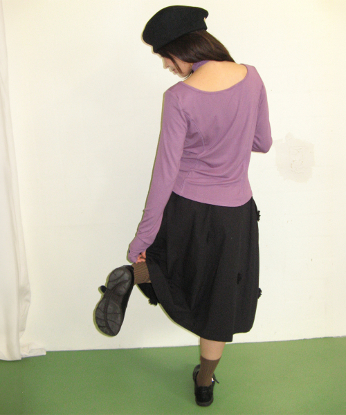 PETIT SCARF SET BOAT NECK LONG SLEEVE PURPLE