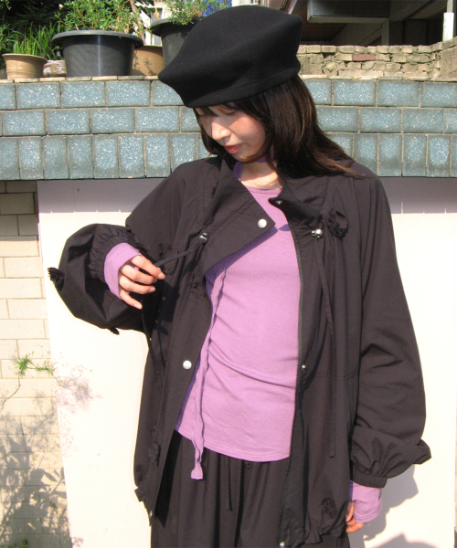 PETIT SCARF SET BOAT NECK LONG SLEEVE PURPLE