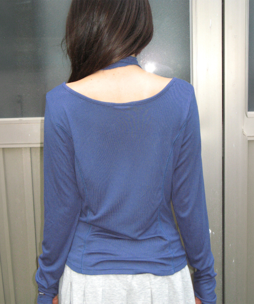 PETIT SCARF SET BOAT NECK LONG SLEEVE NAVY