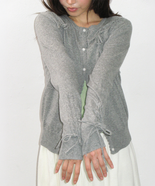 OPENWORK RIBBON CARDIGAN GREY