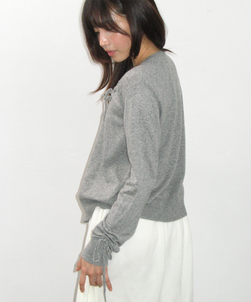 OPENWORK RIBBON CARDIGAN GREY