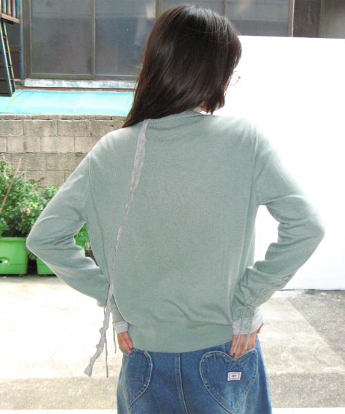 OPENWORK RIBBON CARDIGAN MINT