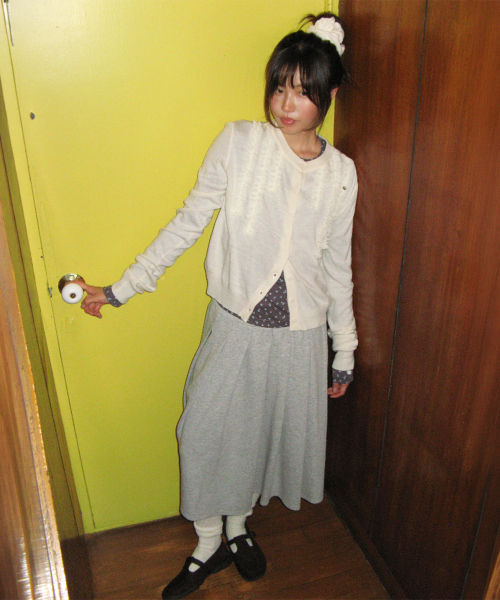 SHEER FRILL CARDIGAN IVORY