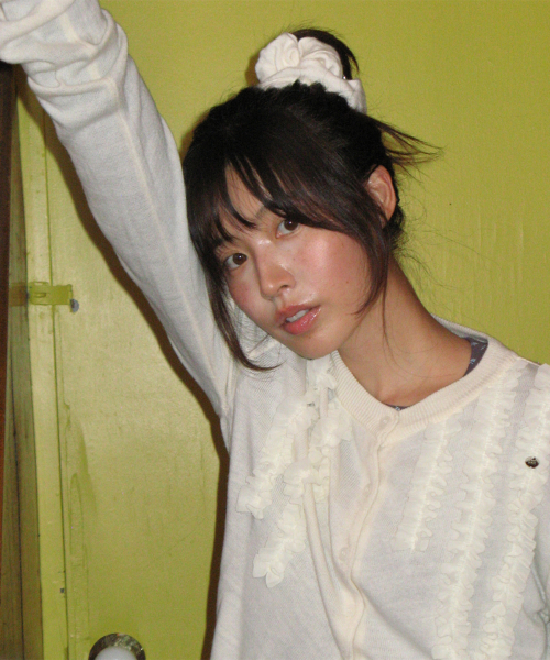 SHEER FRILL CARDIGAN IVORY