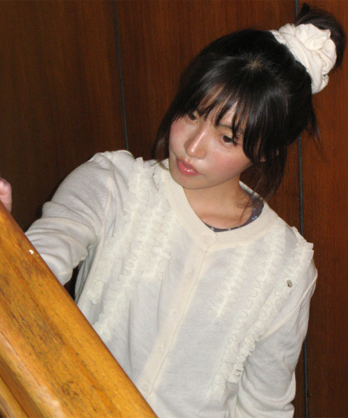SHEER FRILL CARDIGAN IVORY