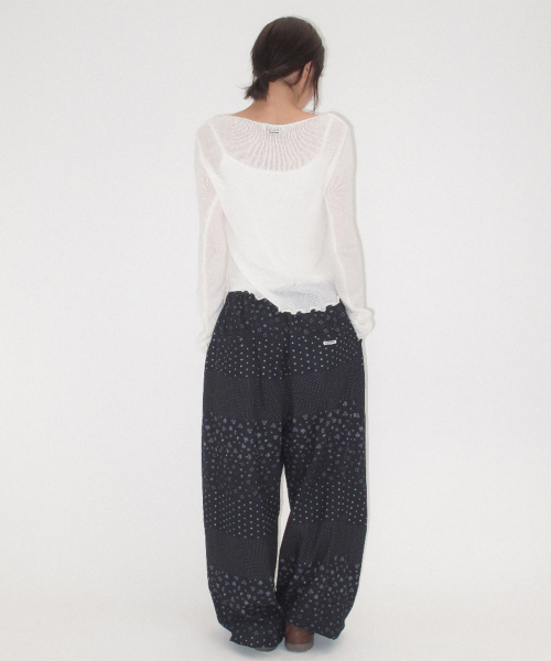 SHEER WAVY BOAT NECK KNIT IVORY