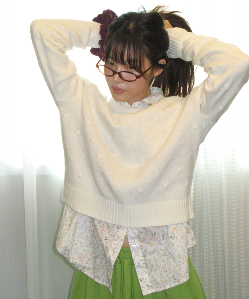 TEXTURED DOT KNIT IVORY