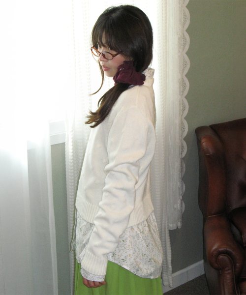 TEXTURED DOT KNIT IVORY