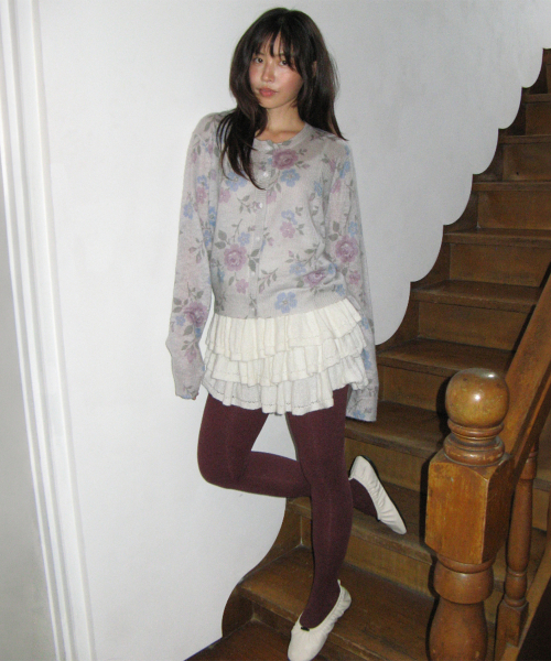 VINTAGE FLORAL CARDIGAN GREY