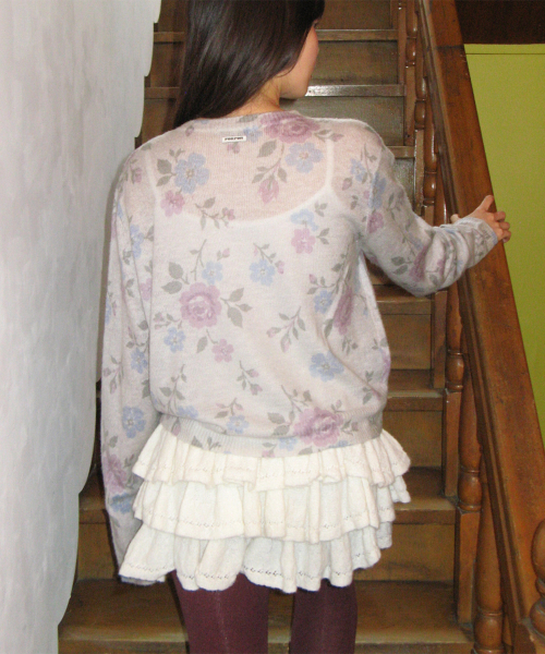 VINTAGE FLORAL CARDIGAN GREY