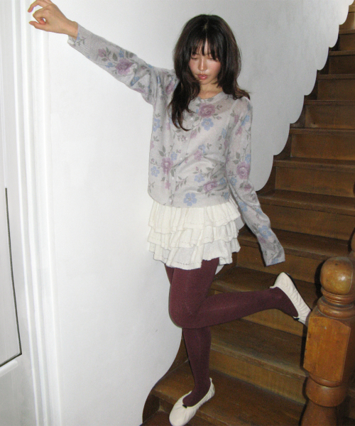 VINTAGE FLORAL CARDIGAN GREY