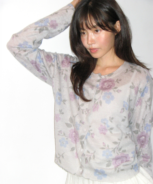 VINTAGE FLORAL CARDIGAN GREY