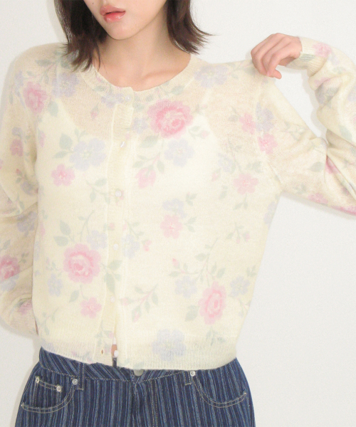 VINTAGE FLORAL CARDIGAN YELLOW