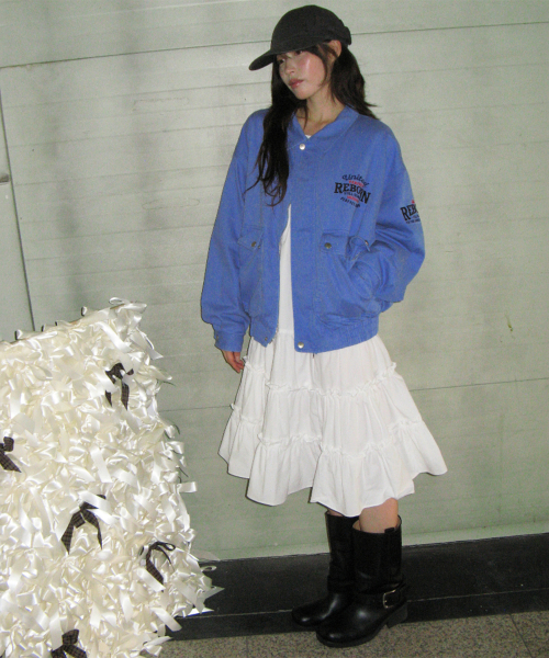 SHIRRING PUFF RUFFLE DRESS WHITE