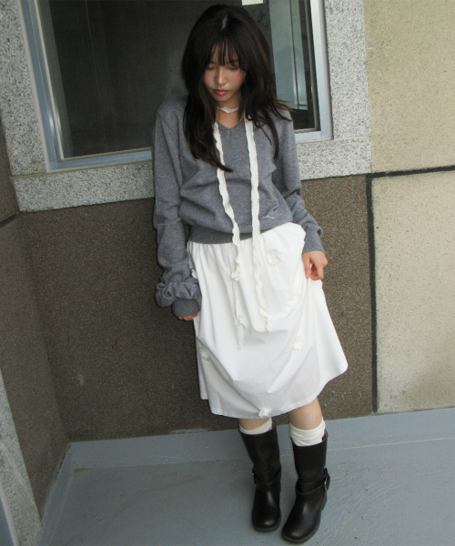 MINI FLOWER SKIRT IVORY