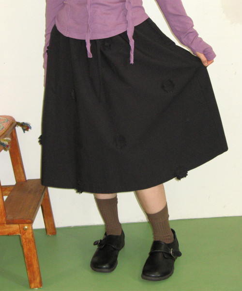 MINI FLOWER SKIRT BLACK