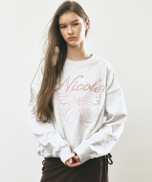 NICOLE BUTTERFLY SWEATSHIRT_MELANGE LIGHT PINK