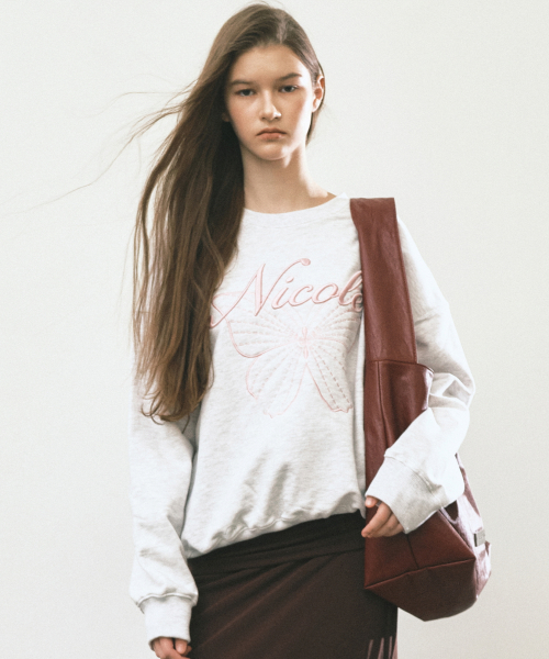 NICOLE BUTTERFLY SWEATSHIRT_MELANGE LIGHT PINK
