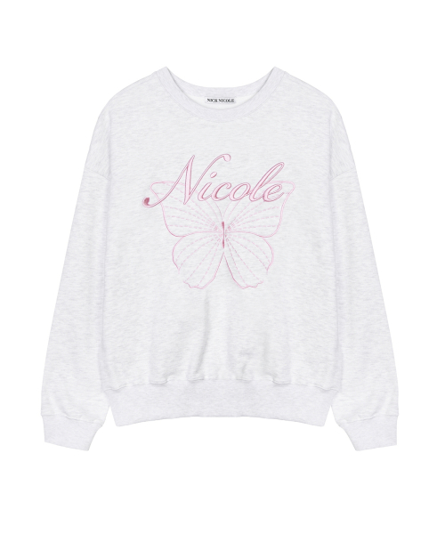 NICOLE BUTTERFLY SWEATSHIRT_MELANGE LIGHT PINK