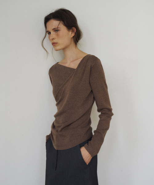 Unbalance Drape Knit Top[LMBFAUKN307]-3color