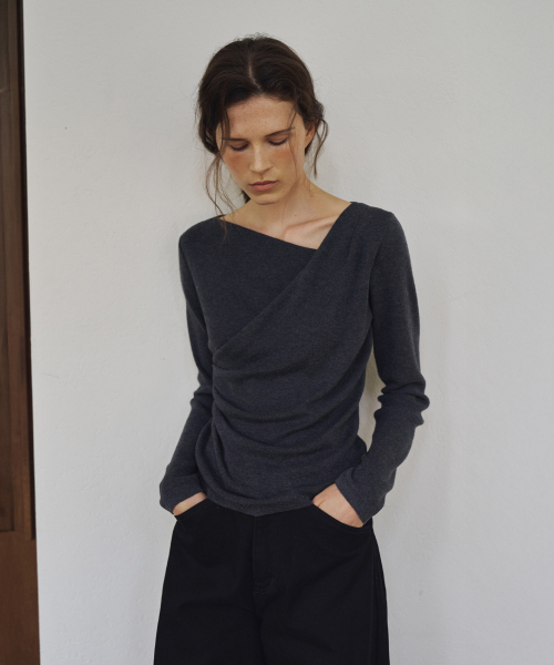 Unbalance Drape Knit Top[LMBFAUKN307]-3color