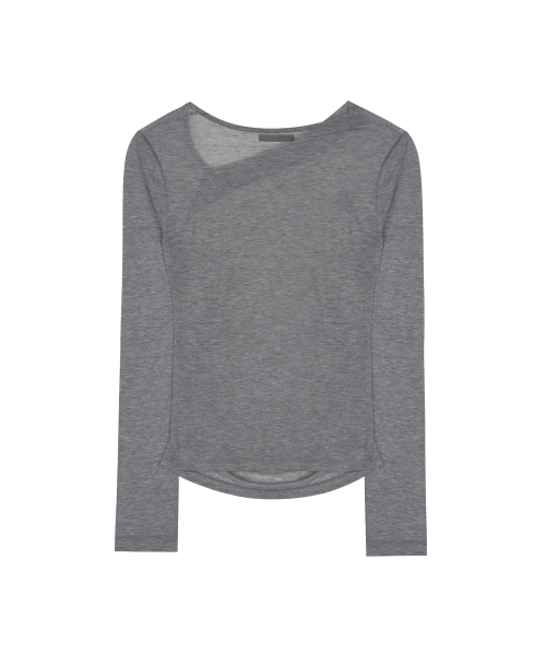ASYMMETRY DRAPE SHIRRING TOP_CHARCOAL