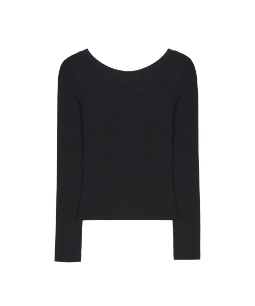 SIDE SLIT BUTTON RIBBED TOP_BLACK