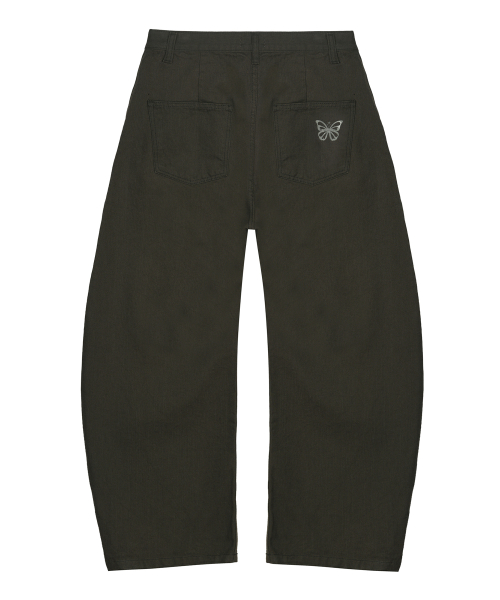 RIVET CURVED WIDE PANTS_KHAKI