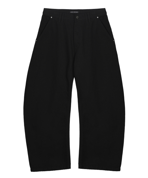 RIVET CURVED WIDE PANTS_BLACK