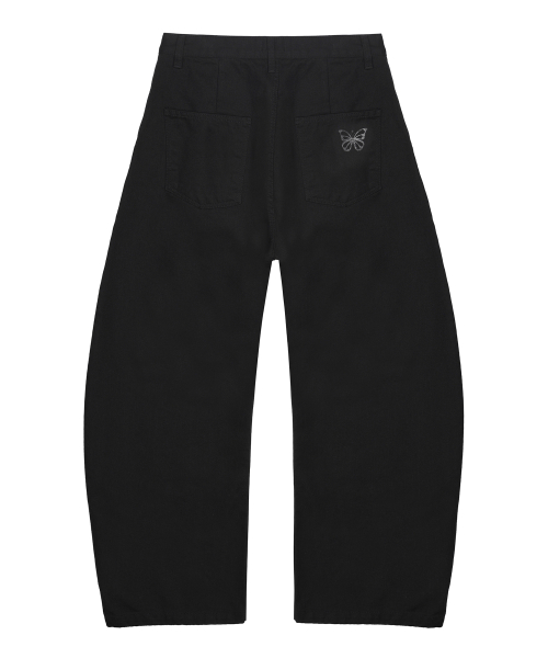 RIVET CURVED WIDE PANTS_BLACK