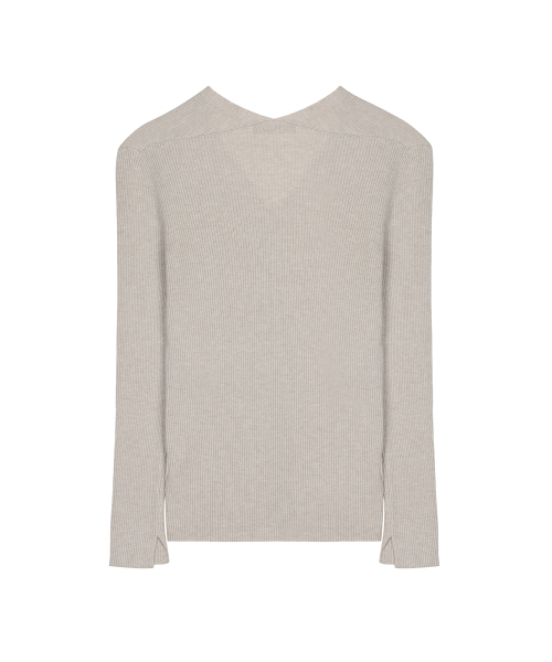 BUTTERFLY BUTTON SLIM KNIT CARDIGAN_SAND GRAY