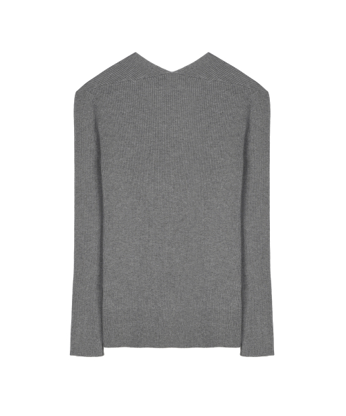 BUTTERFLY BUTTON SLIM KNIT CARDIGAN_GRAY