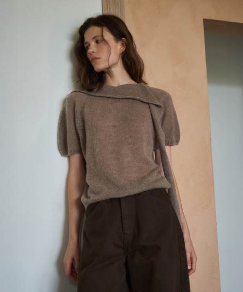 Baby Alpaca Tie Knit Top[LMBFAUKN309]-2color