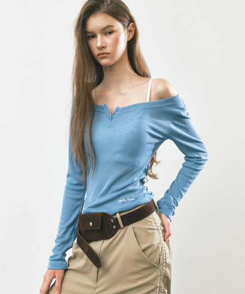 SOFT BUTTON SLIM TOP_BLUE