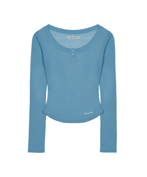 SOFT BUTTON SLIM TOP_BLUE