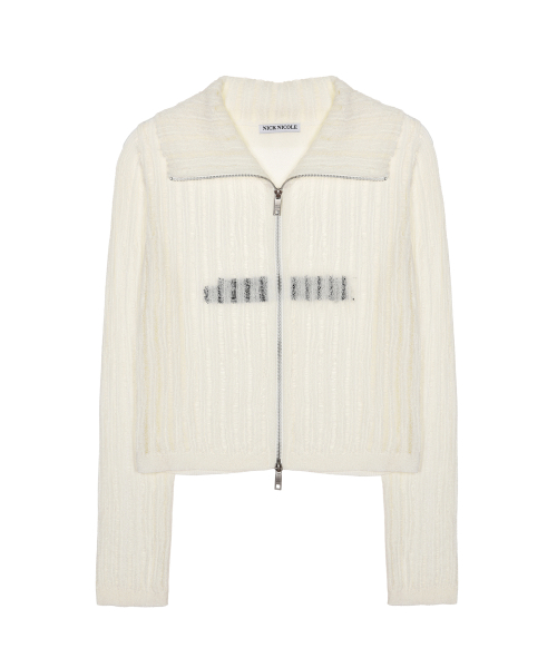 SEE-THROUGH ZIP-UP KNIT_WHITE