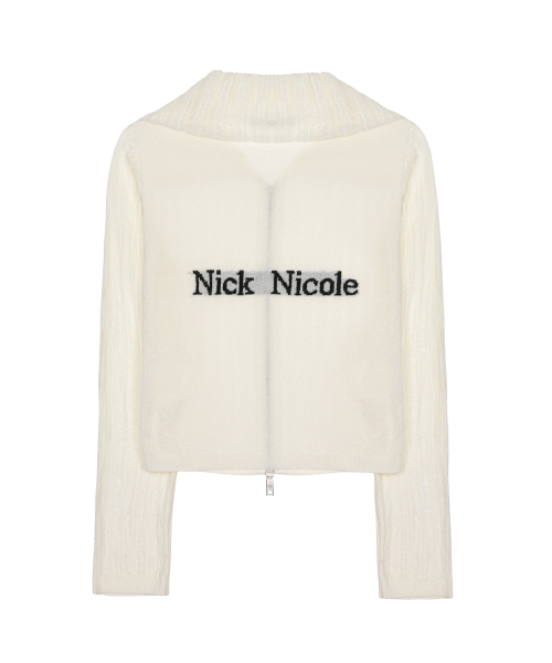 SEE-THROUGH ZIP-UP KNIT_WHITE