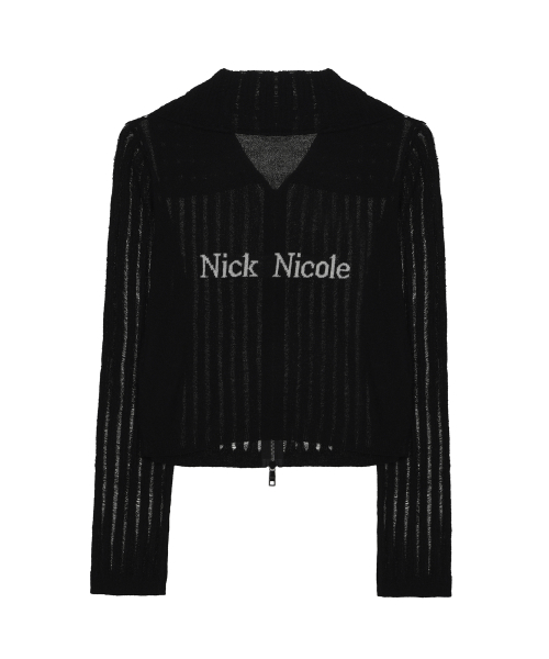 SEE-THROUGH ZIP-UP KNIT_BLACK