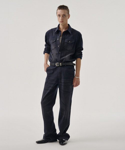 RIDGE HERRINGBONE PANTS (NAVY)