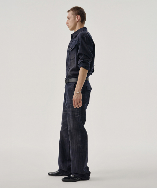 RIDGE HERRINGBONE PANTS (NAVY)